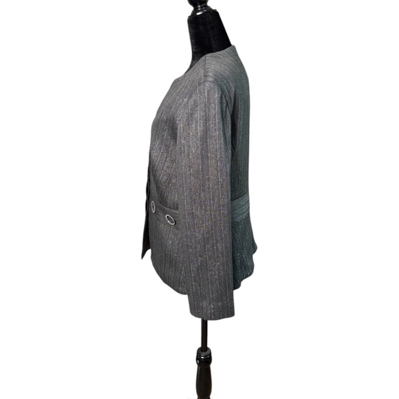 JOSEPH RIBKOFF Button Front  Lined Blazer Metallic Thread Rhinestone Detail 12 - Picture 4 of 13